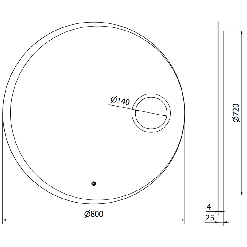 Mexen Ella beleuchteter Badezimmerspiegel mit Kosmetikspiegel, rund 80 cm, LED 6000K, Antifog - 9811-080-080-611-00