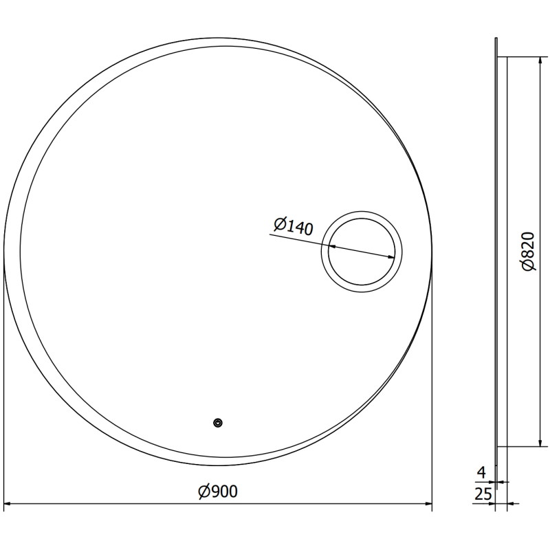 Mexen Ella beleuchteter Badezimmerspiegel mit Kosmetikspiegel, rund 90 cm, LED 6000K, Anti-Beschlag - 9811-090-090-611-00