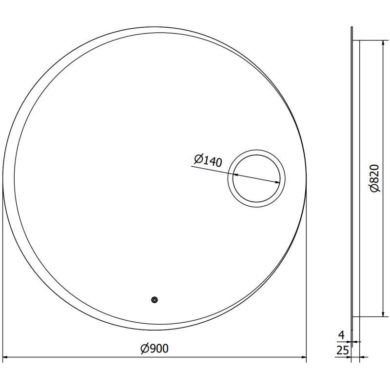 Mexen Ella beleuchteter Badezimmerspiegel mit Kosmetikspiegel, rund 100 cm, LED 6000K, Antibeschlag - 9811-100-100-611-00