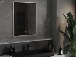 Mexen Erma beleuchteter Badezimmerspiegel 60 x 80 cm, LED 6000K, Antibeschlag, schwarzer Rahmen - 9814-060-080-611-70