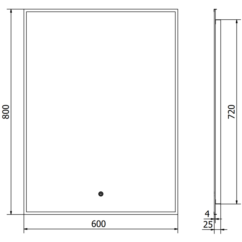 Mexen Erma beleuchteter Badezimmerspiegel 60 x 80 cm, LED 6000K, Antibeschlag, schwarzer Rahmen - 9814-060-080-611-70