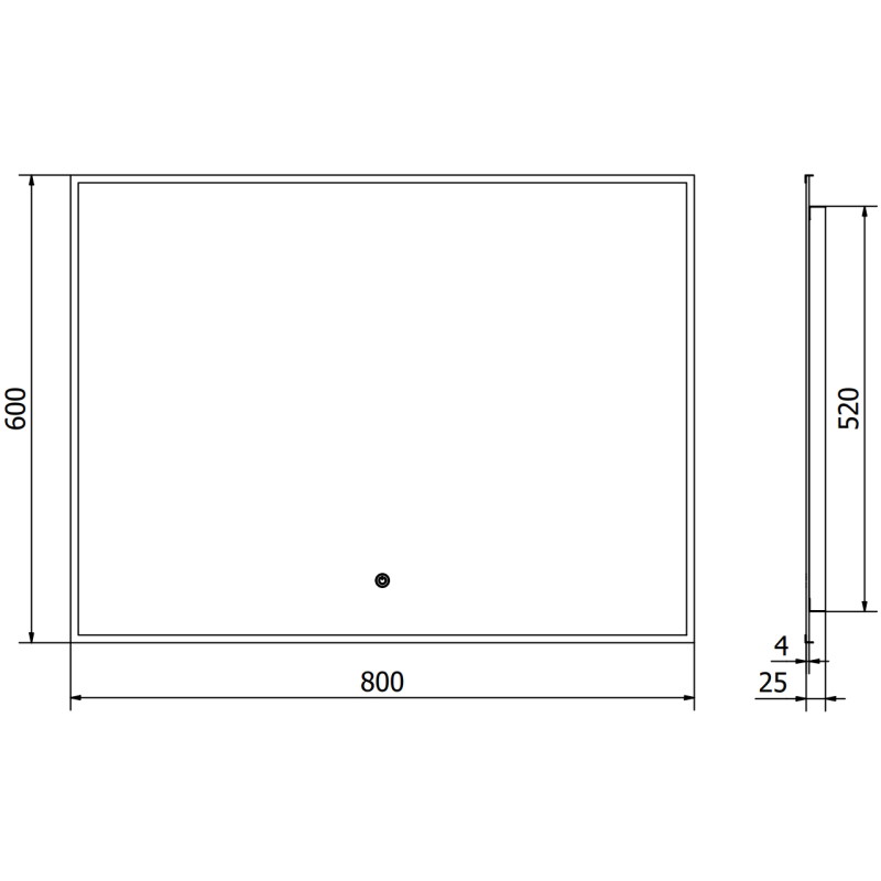 Mexen Erma beleuchteter Badezimmerspiegel 80 x 60 cm, LED 6000K, Antibeschlag, schwarze Rahmen - 9814-080-060-611-70