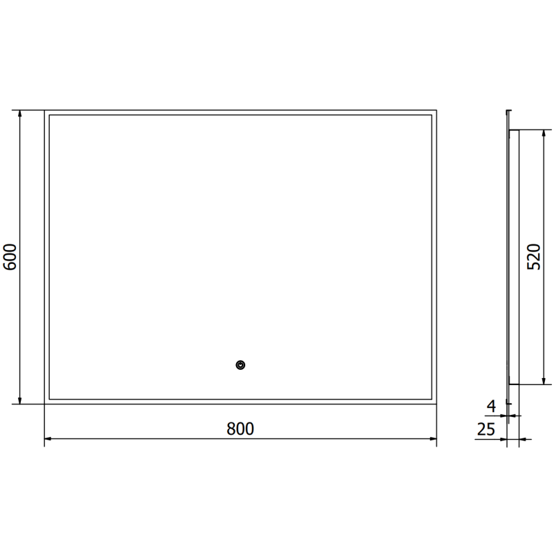 Mexen Erma beleuchteter Badezimmerspiegel 80 x 60 cm, LED 6000K, Antibeschlag, schwarzer Rahmen - 9814-080-060-611-70