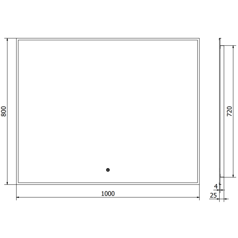 Mexen Erma beleuchteter Badezimmerspiegel 100 x 80 cm, LED 6000K, Antibeschlag, schwarzer Rahmen - 9814-100-080-611-70