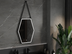 Mexen Orla beleuchteter Badezimmerspiegel 60 x 80 cm, LED 6000K, Antibeschlag, schwarzer Rahmen - 9815-060-080-611-70