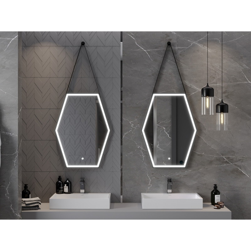 Mexen Orla beleuchteter Badezimmer-Spiegel 60 x 80 cm, LED 6000K, Antibeschlag, schwarzer Rahmen - 9815-060-080-611-70