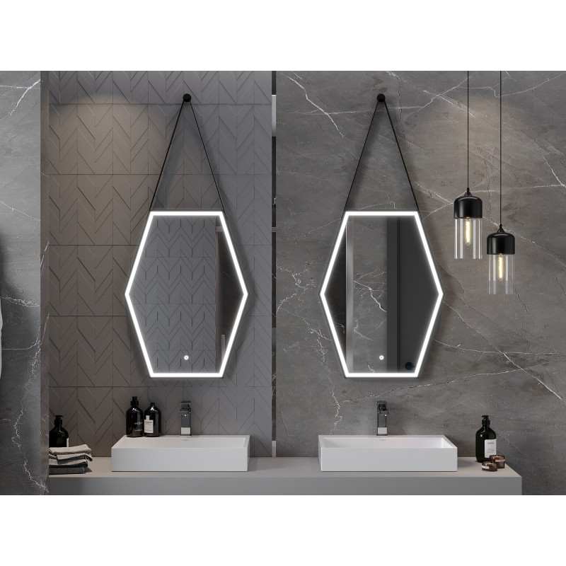 Mexen Orla beleuchteter Badezimmerspiegel 60 x 80 cm, LED 6000K, Antibeschlag, schwarzer Rahmen - 9815-060-080-611-70