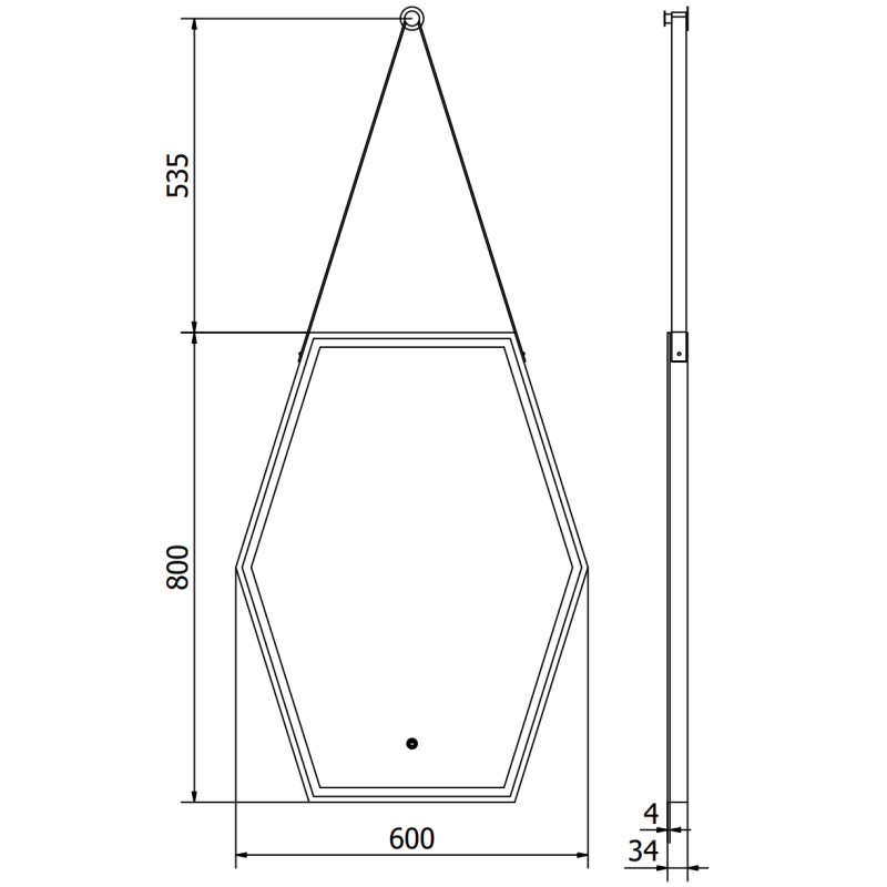 Mexen Orla beleuchteter Badezimmerspiegel 60 x 80 cm, LED 6000K, Antibeschlag, schwarzer Rahmen - 9815-060-080-611-70