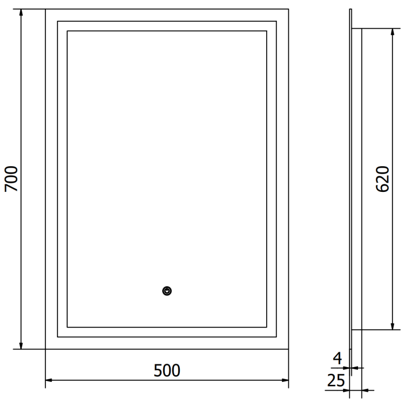 Mexen Miko beleuchteter Badezimmerspiegel 50 x 70 cm, LED 6000K, Antibeschlag - 9819-050-070-611-00