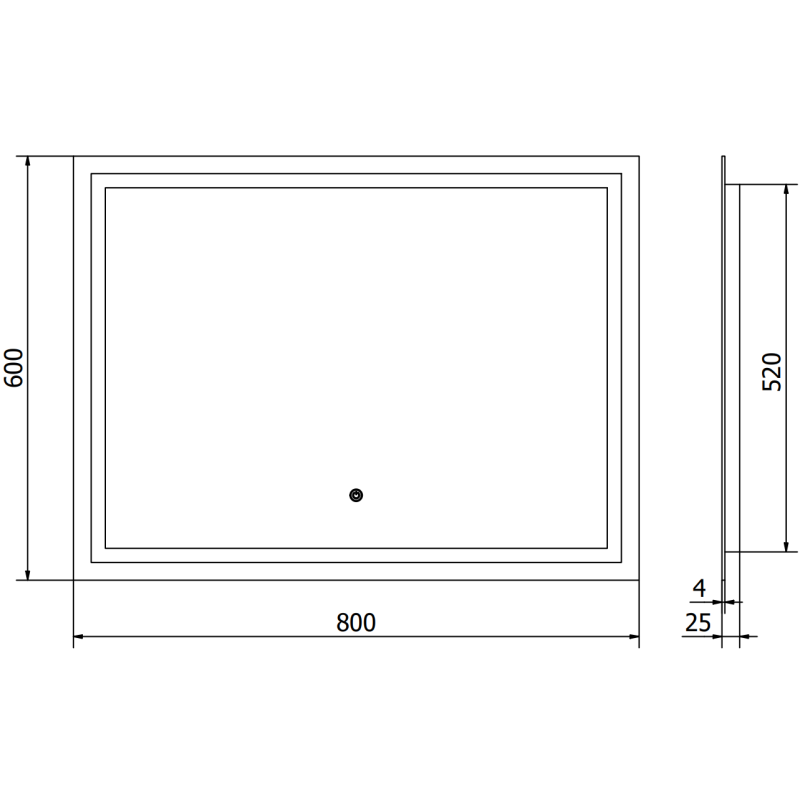 Mexen Miko beleuchteter Badezimmerspiegel 80 x 60 cm, LED 6000K, Antibeschlag - 9819-080-060-611-00