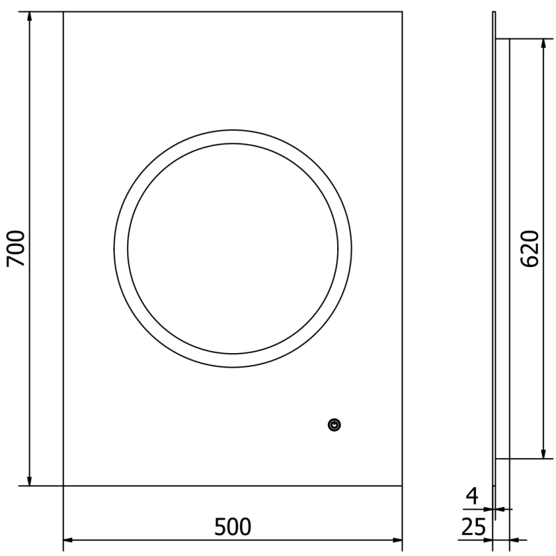 Mexen Koga beleuchteter Badezimmerspiegel 50 x 70 cm, LED 6000K, Antibeschlag - 9821-050-070-611-00