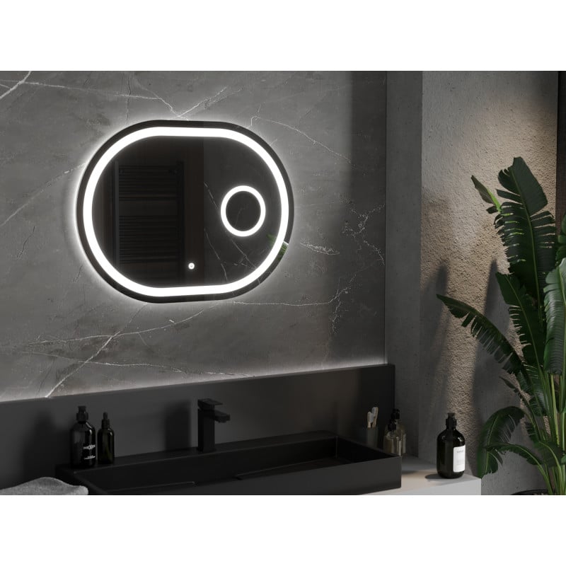 Mexen Umba beleuchteter Badezimmerspiegel mit Kosmetikspiegel 80 x 60 cm, LED 6000K, Antibeschlag - 9822-080-060-611-00