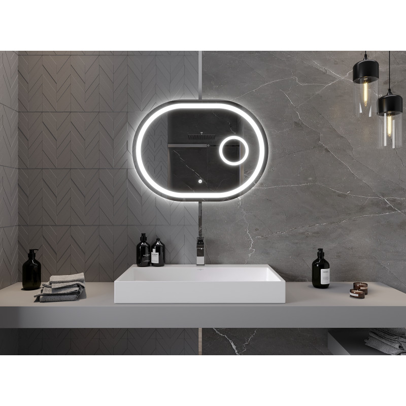 Mexen Umba beleuchteter Badezimmerspiegel mit Kosmetikspiegel 80 x 60 cm, LED 6000K, Antibeschlag - 9822-080-060-611-00
