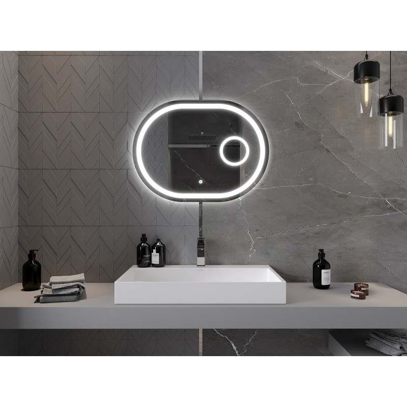 Mexen Umba beleuchteter Badspiegel mit Kosmetikspiegel 80 x 60 cm, LED 6000K, Anti-Fog - 9822-080-060-611-00