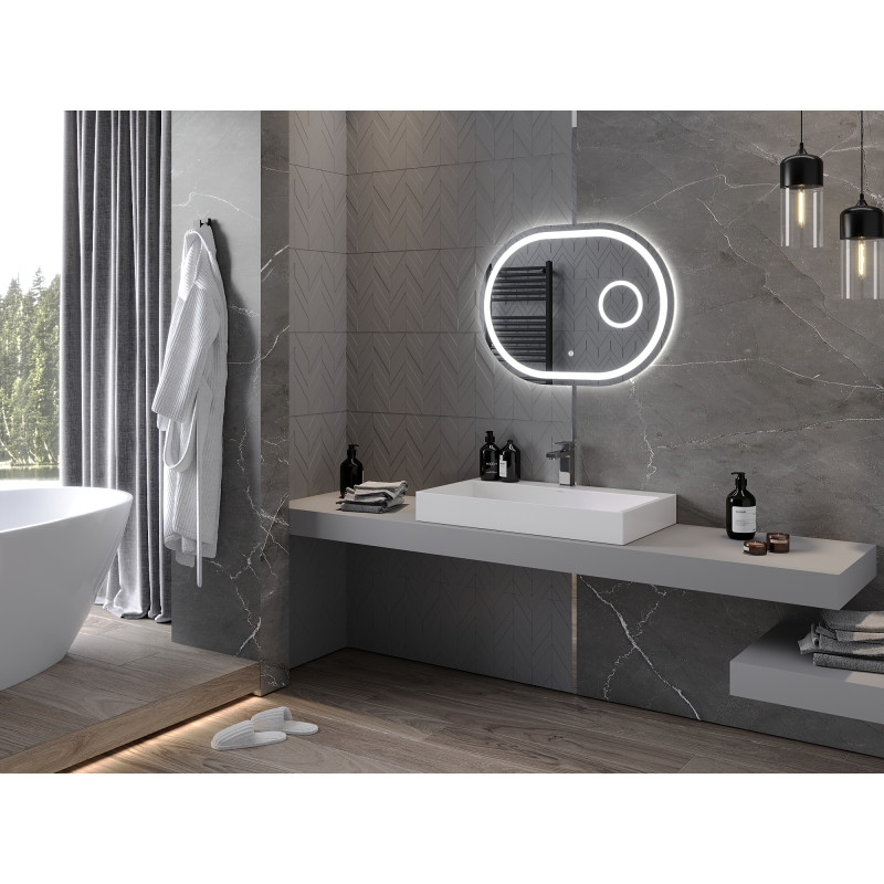Mexen Umba beleuchteter Badezimmerspiegel mit Kosmetikspiegel 80 x 60 cm, LED 6000K, Antibeschlag - 9822-080-060-611-00