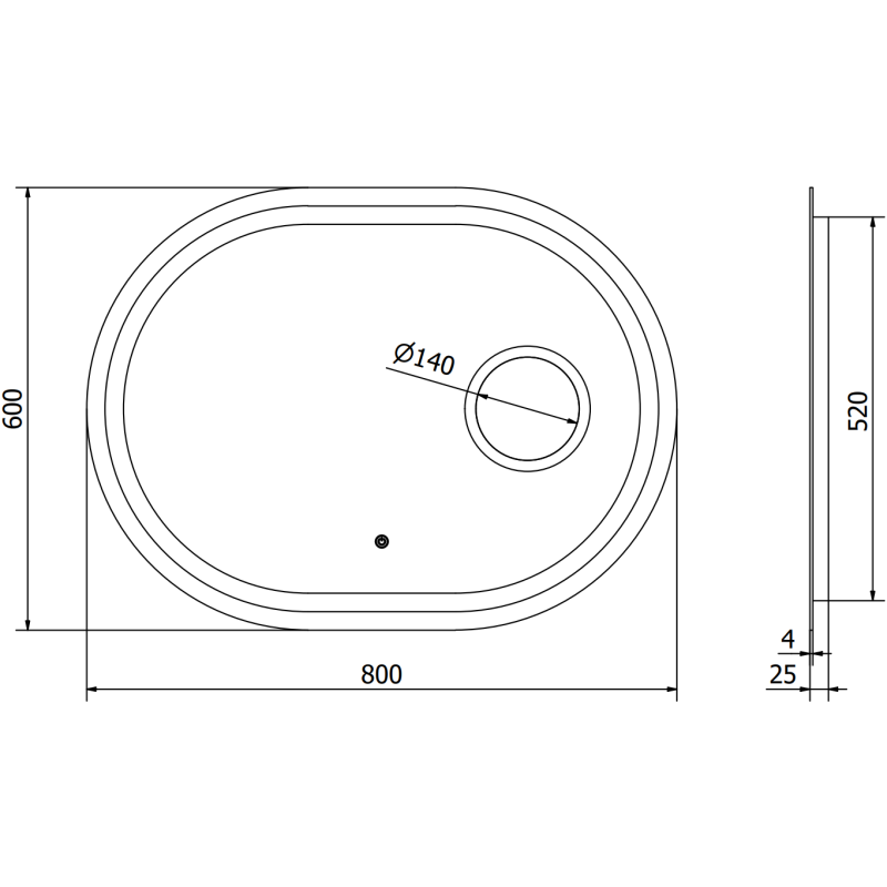 Mexen Umba beleuchteter Badezimmerspiegel mit Kosmetikspiegel 80 x 60 cm, LED 6000K, Antibeschlag - 9822-080-060-611-00
