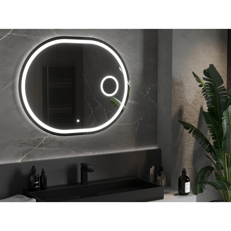 Mexen Umba beleuchteter Badezimmerspiegel mit Kosmetikspiegel 100 x 80 cm, LED 6000K, Antibeschlag - 9822-100-080-611-00