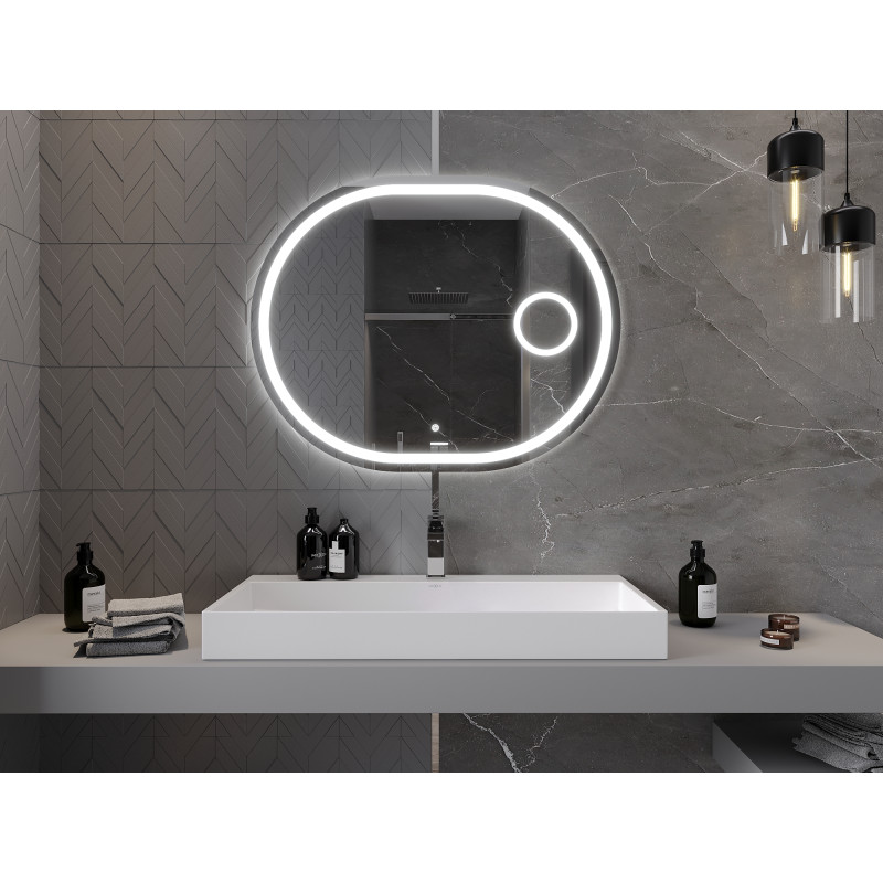Mexen Umba beleuchteter Badezimmerspiegel mit Kosmetikspiegel 100 x 80 cm, LED 6000K, Antibeschlag - 9822-100-080-611-00