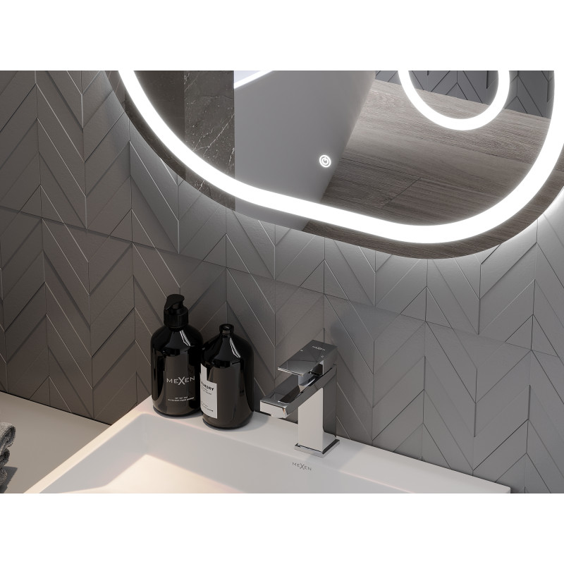 Mexen Umba beleuchteter Badezimmerspiegel mit Kosmetikspiegel 100 x 80 cm, LED 6000K, Antibeschlag - 9822-100-080-611-00