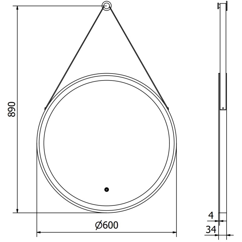 Mexen Reni beleuchteter Badezimmerspiegel, rund 60 cm, LED 6000K, anti-nebel, schwarzer Rahmen - 9812-060-060-611-70