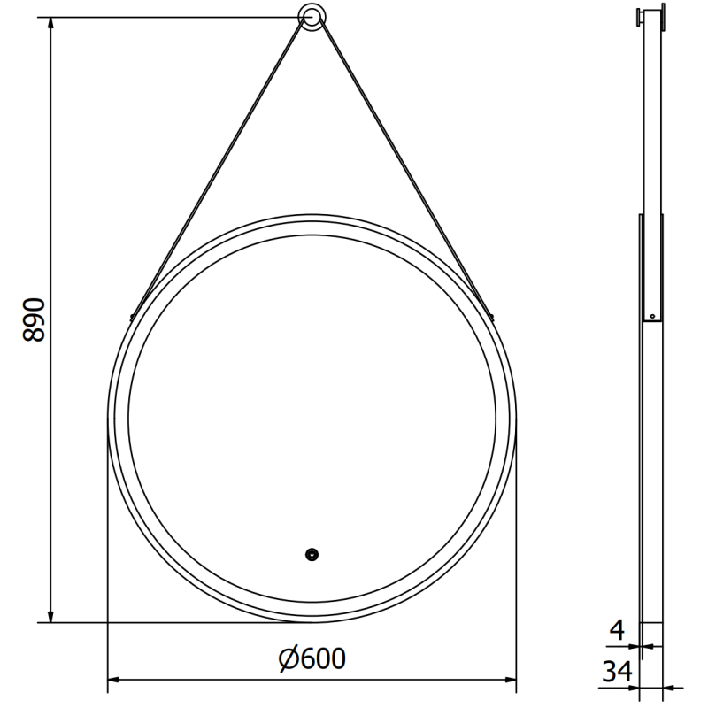 Mexen Reni beleuchteter Badezimmerspiegel, rund 60 cm, LED 6000K, Antibeschlag, schwarzer Rahmen - 9812-060-060-611-70