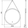 Mexen Reni beleuchteter Badezimmerspiegel, rund 60 cm, LED 6000K, Antibeschlag, schwarzer Rahmen - 9812-060-060-611-70
