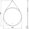 Mexen Reni beleuchteter Badezimmer-Spiegel, rund, 80 cm, LED 6000K, Antibeschlag, schwarzer Rahmen - 9812-080-080-611-70