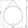 Mexen Reni rundes, beleuchtetes Badezimmerspiegel, 100 cm, LED 6000K, Antibeschlag, schwarzer Rahmen - 9812-100-100-611-70