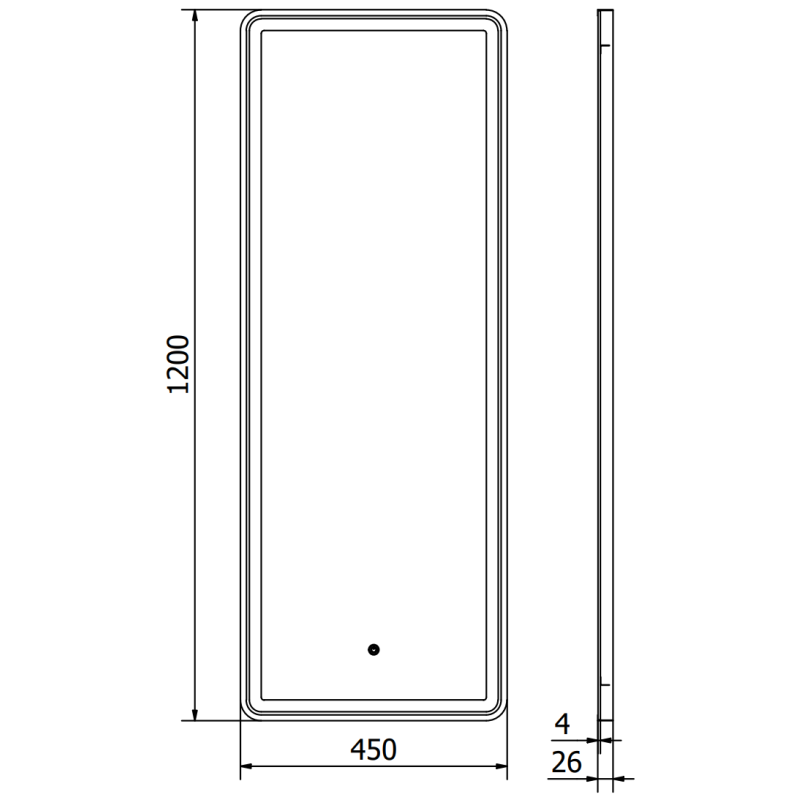 Mexen Coro beleuchteter Badezimmerspiegel 45 x 120 cm, LED 6000K, Antibeschlag, schwarzer Rahmen - 9817-045-120-611-70