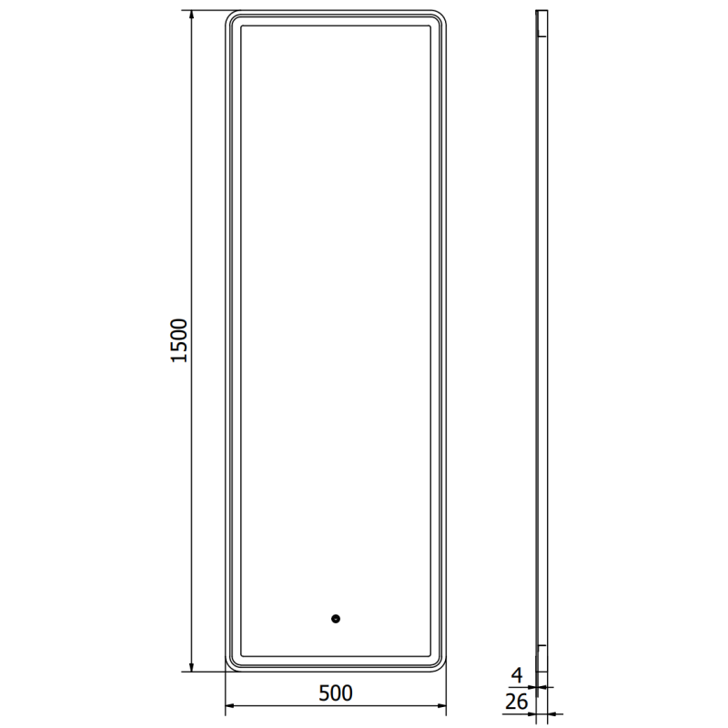 Mexen Coro beleuchteter Badezimmerspiegel 50 x 150 cm, LED 6000K, Antibeschlag, schwarzer Rahmen - 9817-050-150-611-70