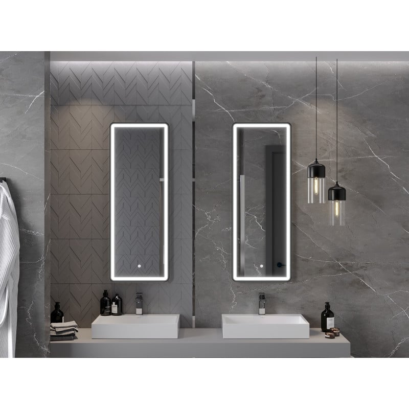 Mexen Coro beleuchteter Badezimmerspiegel 45 x 120 cm, LED 6000K, Antibeschlag, schwarzer Rahmen - 9817-045-120-611-70
