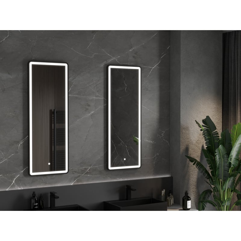 Mexen Coro beleuchteter Badezimmerspiegel 45 x 120 cm, LED 6000K, Antibeschlag, schwarzer Rahmen - 9817-045-120-611-70