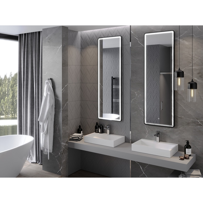 Mexen Coro beleuchteter Badezimmerspiegel 50 x 150 cm, LED 6000K, Antibeschlag, schwarzer Rahmen - 9817-050-150-611-70