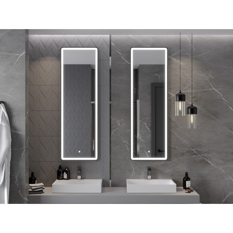 Mexen Coro beleuchteter Badezimmerspiegel 50 x 150 cm, LED 6000K, Antibeschlag, schwarzer Rahmen - 9817-050-150-611-70