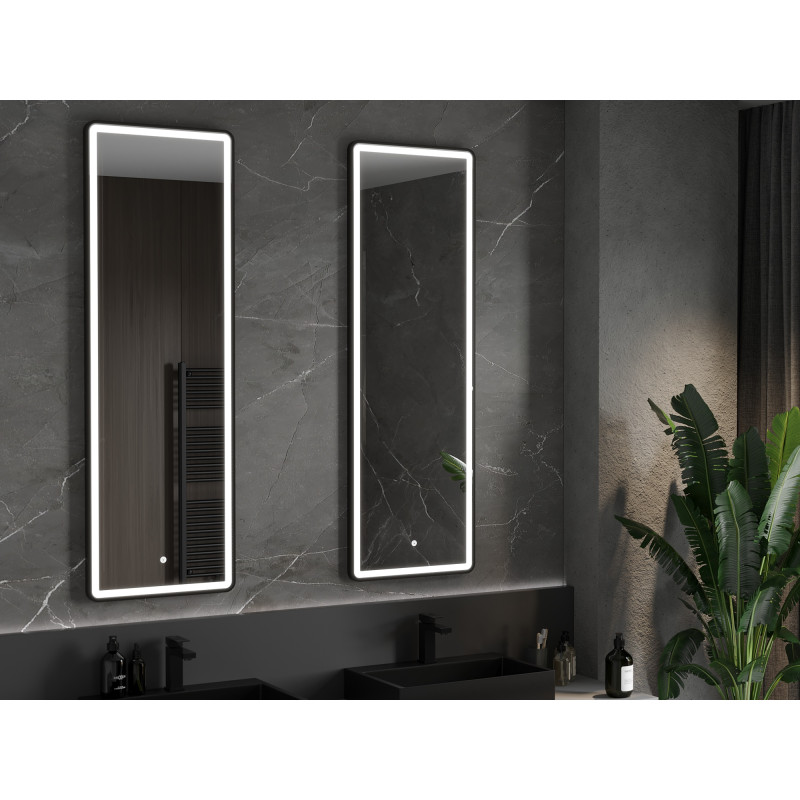 Mexen Coro beleuchteter Badezimmerspiegel 50 x 150 cm, LED 6000K, Antibeschlag, schwarzer Rahmen - 9817-050-150-611-70