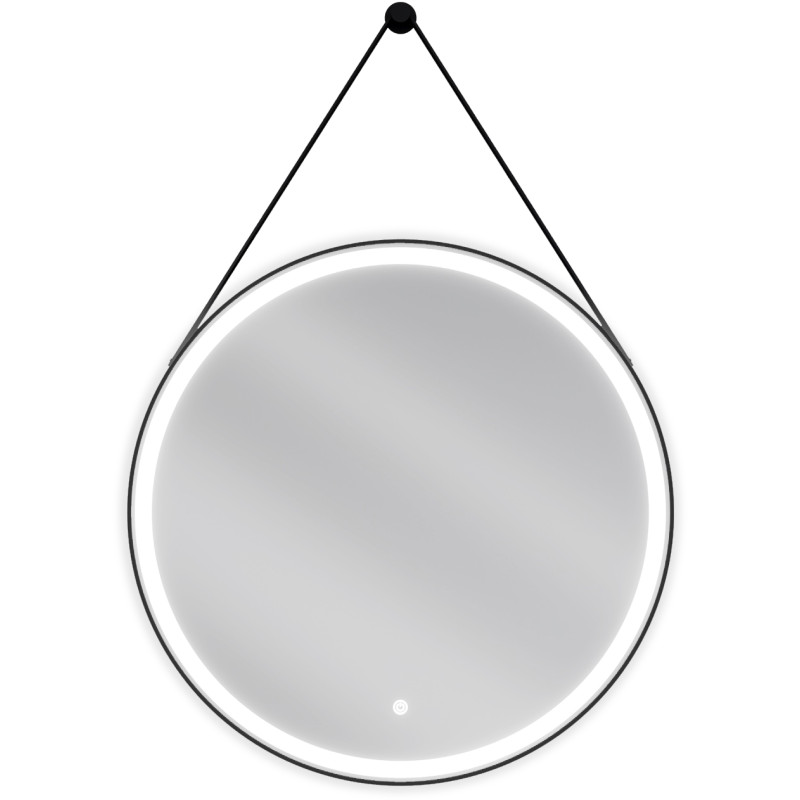 Mexen Reni beleuchteter Badezimmerspiegel, rund 70 cm, LED 6000K, Antibeschlag, schwarzer Rahmen - 9812-070-070-611-70