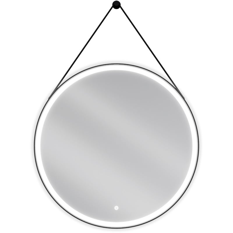 Mexen Reni beleuchteter Badezimmer-Spiegel, rund, 80 cm, LED 6000K, Antibeschlag, schwarzer Rahmen - 9812-080-080-611-70
