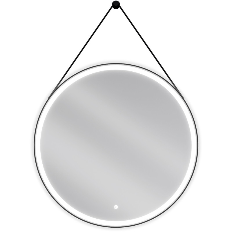 Mexen Reni beleuchteter Badezimmerspiegel, rund 80 cm, LED 6000K, Antibeschlag, schwarzer Rahmen - 9812-080-080-611-70