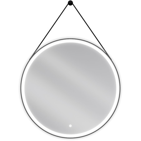 Mexen Reni beleuchteter Badezimmer-Spiegel, rund, 80 cm, LED 6000K, Antibeschlag, schwarzer Rahmen - 9812-080-080-611-70