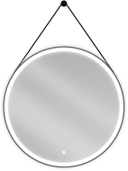 Mexen Reni beleuchteter Badezimmer-Spiegel, rund, 80 cm, LED 6000K, Antibeschlag, schwarzer Rahmen - 9812-080-080-611-70