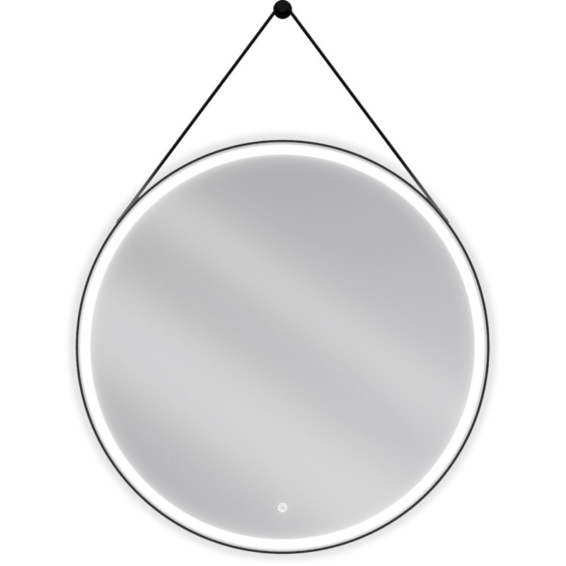 Mexen Reni beleuchteter Badezimmerspiegel, rund 90 cm, LED 6000K, Antibeschlag, schwarzer Rahmen - 9812-090-090-611-70