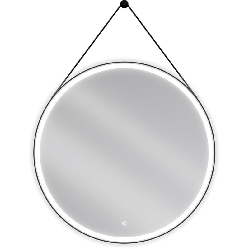 Mexen Reni beleuchteter runder Badezimmerspiegel, 90 cm, LED 6000K, Antibeschlag, schwarzer Rahmen - 9812-090-090-611-70