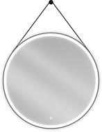 Mexen Reni beleuchteter runder Badezimmerspiegel, 90 cm, LED 6000K, Antibeschlag, schwarzer Rahmen - 9812-090-090-611-70