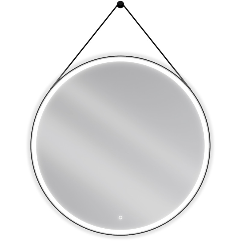Mexen Reni rundes, beleuchtetes Badezimmerspiegel, 100 cm, LED 6000K, Antibeschlag, schwarzer Rahmen - 9812-100-100-611-70