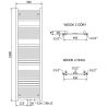 Mexen Hades Badezimmerheizkörper 1800 x 500 mm, 854 W, weiß - W104-1800-500-00-20
