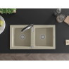 Mexen Mario Granitspüle 2-beckig mit Küchenarmatur Aster, beige - 6504-69-73450-07