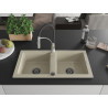 Mexen Mario granitspüle 2-fach mit Küchenarmatur Aster, beige - 6504-69-73450-07-B