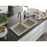 Mexen Mario Granitspüle 2-beckig mit Küchenarmatur Aster, beige - 6504-69-73450-57-G