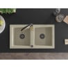 Mexen Mario Granitspüle 2-Becken mit Küchenarmatur Aster, beige - 6504-69-73450-57-B