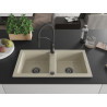 Mexen Mario Granitspüle 2-Komponenten mit Küchenarmatur Aster, beige - 6504-69-73450-70-B